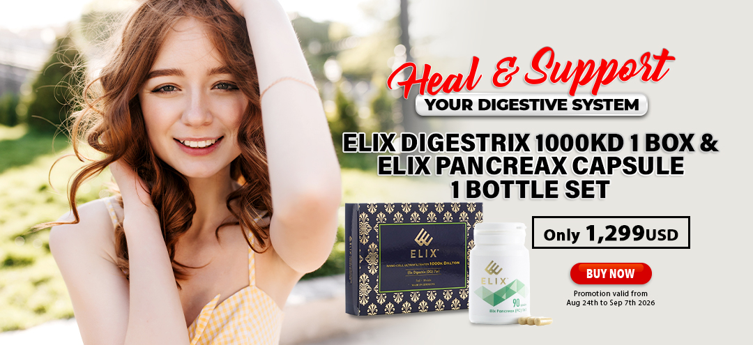 Elix Digestrix 1000kD 1 box with Elix Pancreax 1 Bottle Set Only 1299USD